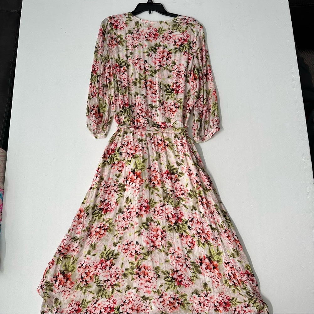 J Jill Pebble Hydrangea Garden Dip Hem Midi Dress - Picture 13 of 13